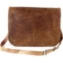 Messengertas 13‘’ Bruin - ECHT LEER - 33 x 29 x 6 cm -- Handgemaakte  Tas Almeria R13