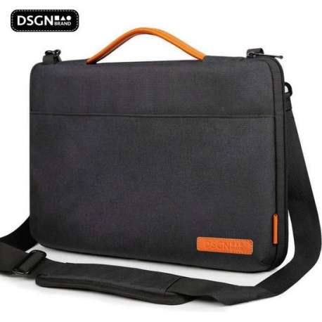 DSGN Laptoptas Schoudertas met Handvat 14 inch - Zwart - Laptop Sleeve - Laptophoes