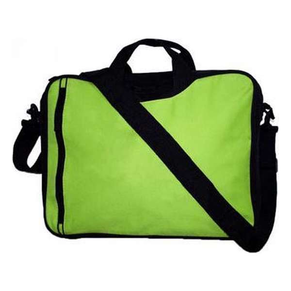 Schoudertas voor laptop/documenten 15.6 inch kleur lime