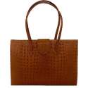 TOUTESTBELLE Grote Luxe Businesstas Binnenvakken Leer Dames Shopper Cognac