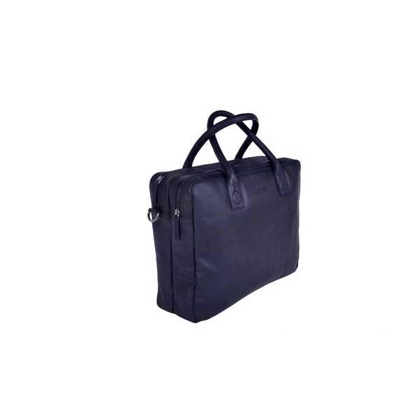 DSTRCT Fletcher Leren Business Laptoptas - 15,6 inch laptopvak - Sleutelhanger - Zwart