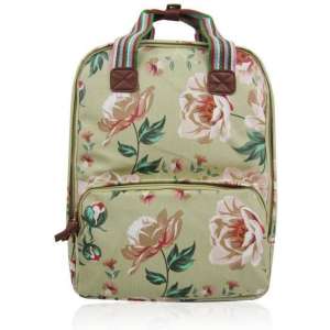 Rugzak canvas bloemen beige - laptopvak - huiskamergeluk