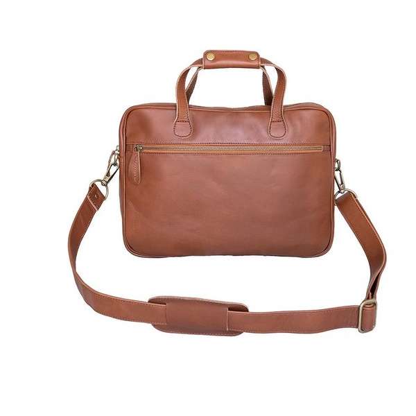 Mr. Business – Messenger bag – Leren Laptoptas 15,6 inch – Aktetas – Cognac - Bruin