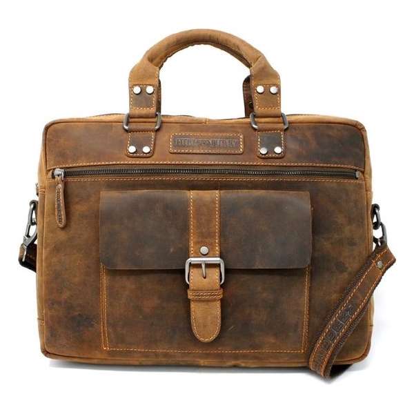 Hillburry tas - vintage leer / buffel leer laptoptas 16 inch - reistas - leren werktas