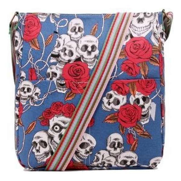 MISS LULU Canvas Schoudertas SKULL . - L1104SR BE)