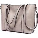 Miss Lulu  Dames Handtas - Schoudertas - Shopper - Laptoptas - Werktas - Grote Capaciteit - Grijs (E6709 GY)