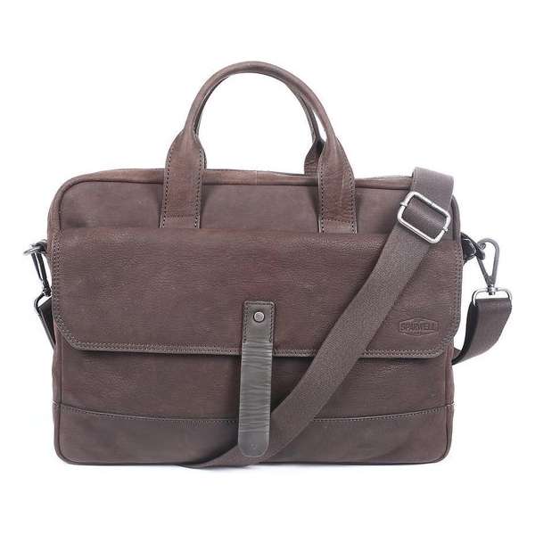 Sparwell Alexander Leren Laptoptas - 15 inch - Donkerbruin