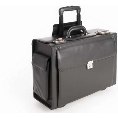 Pilotenkoffer Kunstleer Zwart - Laptoptrolley - Business trolley - Handbagage