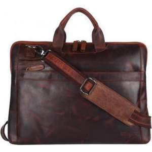 Genicci Edward 15 inch laptoptas Cognac