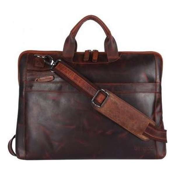 Genicci Edward 15 inch laptoptas Cognac