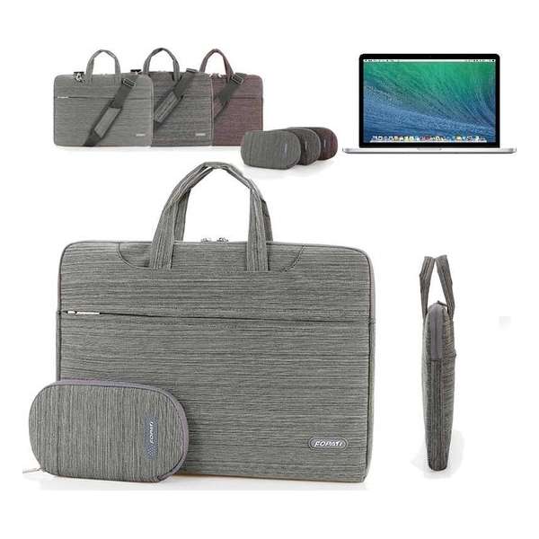 Luxe Messenger Bag Schoudertas Voor Laptop / Apple Macbook Pro (Retina) 15 Inch  Case - Dames & Heren - Grijs