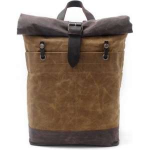 Moodadventures | Tassen | Rugzak Bruin Oiled Waxed Canvas | 30x11x45 cm.