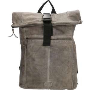 Old West Round Rock Leren Rolltop Rugtas 17,3 inch - Grijs