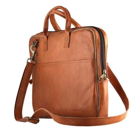 Johnny Fly Leren Laptop Tas - bruin - ecologisch