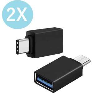 Set van 2 USB-C naar USB-A adapter OTG Converter USB 3.0 | |2 pack| USB C to USB A HUB | Verloop - Zwart