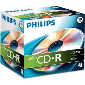 Philips CR7A0NJ10 - CD-R 80Min - 700MB - Audio - Jewelcase - 10 stuks