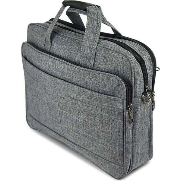 Businessme Laptoptas - Aktetas - Schoudertas Heren - 15.6 inch - Met Schouderband - Grijs