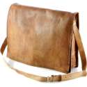 Damestas 13 inch-  Bruin ECHTE LEDER - 33  x 29 x 6 cm -  Satcheltas - Handgemaakte  Schoudertas Almeria SQ13