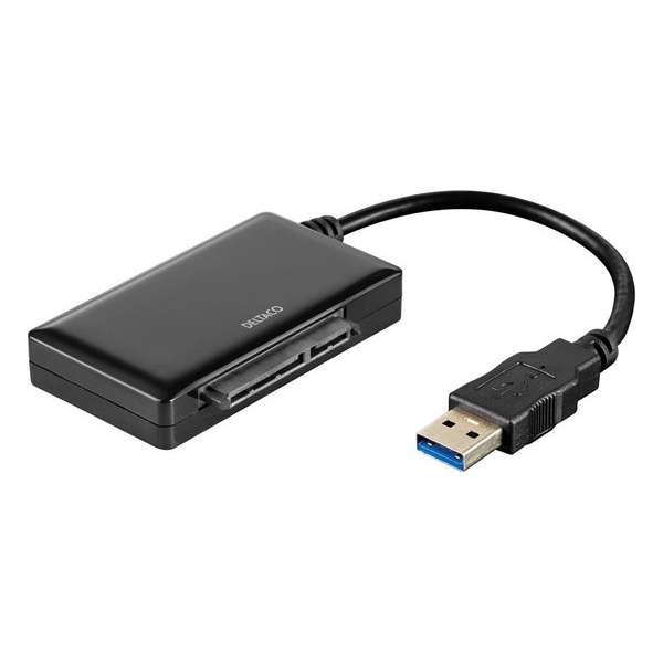 Deltaco USB3-SATA6G3 USB 3.0 naar SATA 5Gb/s adapter voor 3.5 HDD en 2.5 HDD/SSD zwart