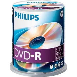 DVD-R 4,7GB 16xspeed spindle 100 stuks