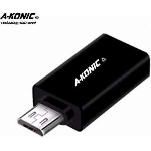 A-Konic ©- verloop adapter USB-adapter naar Micro usb | Opzetstuk | USB to Micro-usb Converter | zwart