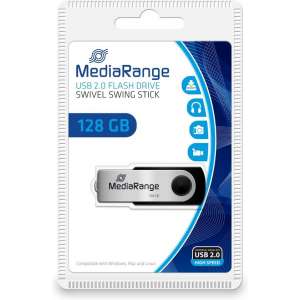 MediaRange MR913 USB flash drive 128 GB USB Type-A 2.0 Zwart, Zilver