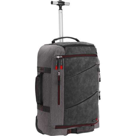 CabinMax Handbagage Rugzaktrolley - Trolley Rugzak 44L - 55x40x20 cm- Laptoptas - Manhattan - Grijs/Rood (MANHATTAN RD)