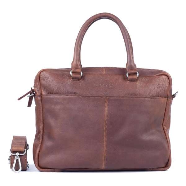 DSTRCT Raider laptoptas - 15,4 inch laptopvak - Sleutelhanger - Cognac