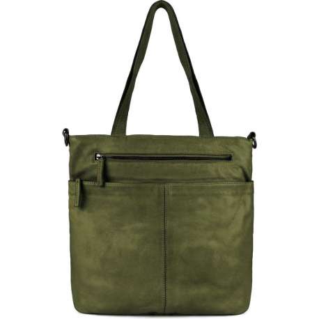 DSTRCT Harrington Road Leren Shopper L - Groen