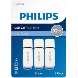 Philips FM32FD70E - USB 2.0 32GB - Snow - Grijs - 3 stuks