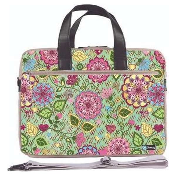 Laptoptas 17,3 / schoudertas roze bloemen - Sleevy - laptoptas - schooltas