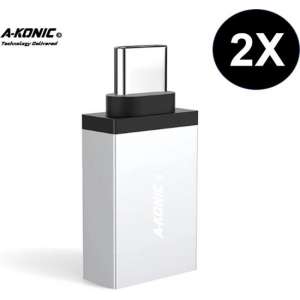 A-Konic© set van 2 USB-C naar USB-A adapter OTG Converter USB 3.0 | |2 pack| USB C to USB HUB