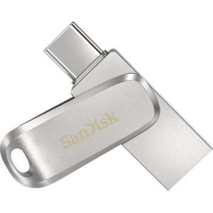 Sandisk Ultra Dual Drive Luxe USB flash drive 64 GB USB Type-A / USB Type-C 3.2 Gen 1 (3.1 Gen 1) Roestvrijstaal