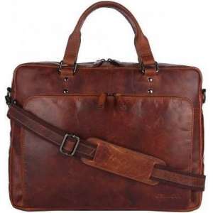 Genicci Leo 15 inch laptoptas Cognac