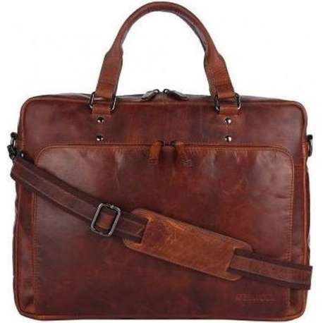 Genicci Leo 15 inch laptoptas Cognac