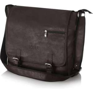 Solier - casual messenger schoudertas - kunstleer -donker bruin -34x32x11 cm