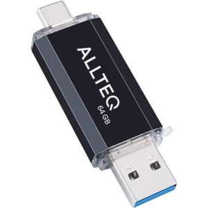 USB stick | Dual USB | USB C | 64 GB | Zwart | Allteq