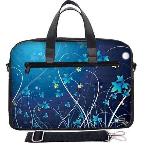 Laptoptas 17,3 / schoudertas blauwe bloemen - Sleevy - laptoptas - schooltas