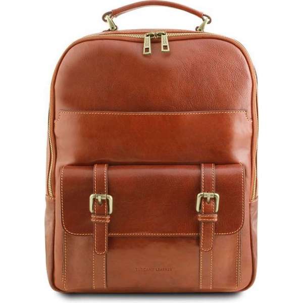 Tuscany Leather leren laptop rugzak Nagoya - Cognac - TL141857