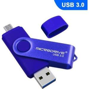 MicroDrive 32GB USB 3.0 stick| Past ook in de meeste telefoons | Extern geheugen | Blauw
