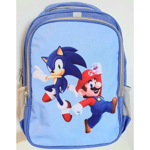 Sonic met Super Mario foto Rugzak- Kinderrugzak rugtas- Schooltas jongens meisjes