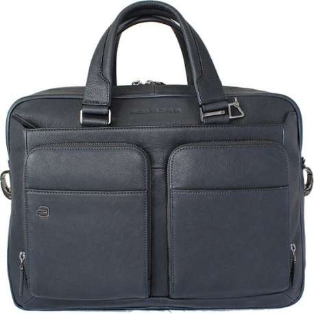 Piquadro Black Square Briefcase 15 inch blue