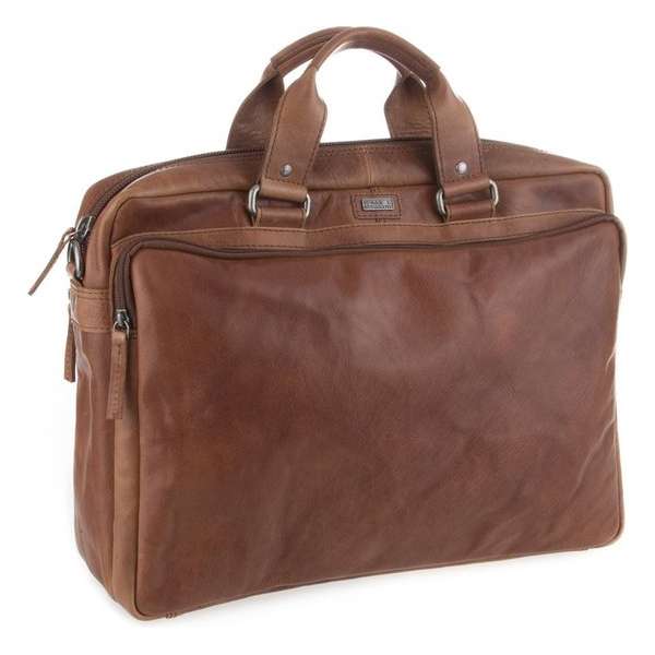 Spikes & Sparrow Laptoptas Bronco Leer - cognac