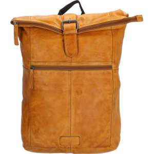 Old West Paint Rock Leren Rolltop Rugtas 15,6 inch - Oker Geel