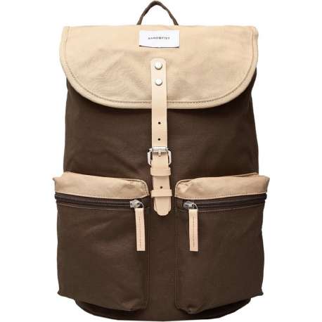 Sandqvist Roald Backpack multi olive / beige with natural leather