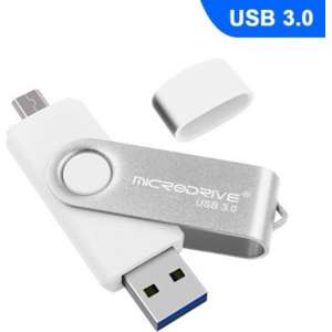 MicroDrive 32GB USB 3.0 stick| Past ook in de meeste telefoons | Extern geheugen | Wit