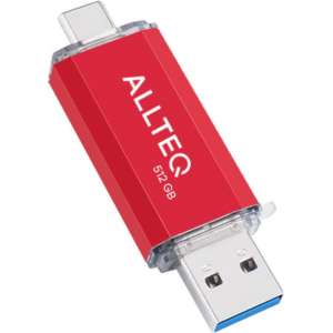 USB stick | Dual USB | USB C | 512 GB | Rood | Allteq