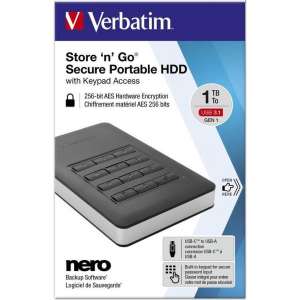 Verbatim Store'n'Go Secure 1TB externe harde schijf zwart