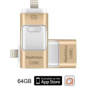 DrPhone Flashdrive 64 GB USB Stick iPhone / iPad / Samsung USB Stick - Micro USB Naar USB Type A - Geheugenstick Data