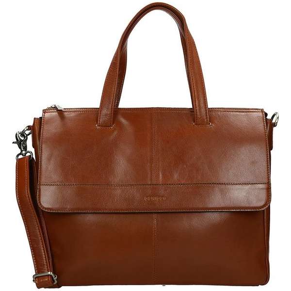 Genicci Penelope 17 inch laptoptas cognac